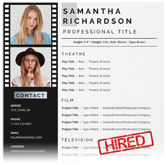 get noticed in the industry with our tailor-made acting resume template